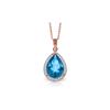 Genuine 4.66 ctw Blue Topaz & Diamond Necklace 14KT Rose Gold - REF-70K6V