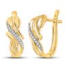 Image 1 : Round Diamond Bypass Crossover Hoop Earrings 1/12 Cttw 10KT Yellow Gold