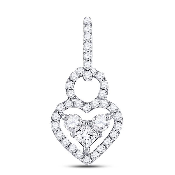 Round Diamond Fashion Heart Pendant 5/8 Cttw 10KT White Gold