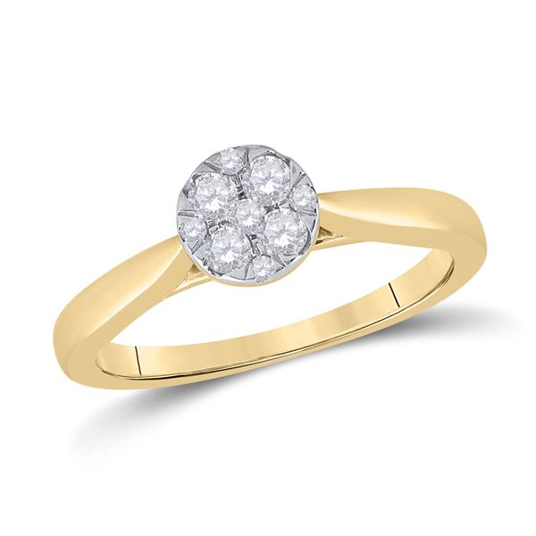 Diamond Larissa Cluster Bridal Wedding Engagement Ring 1/4 Cttw 14KT Yellow Gold