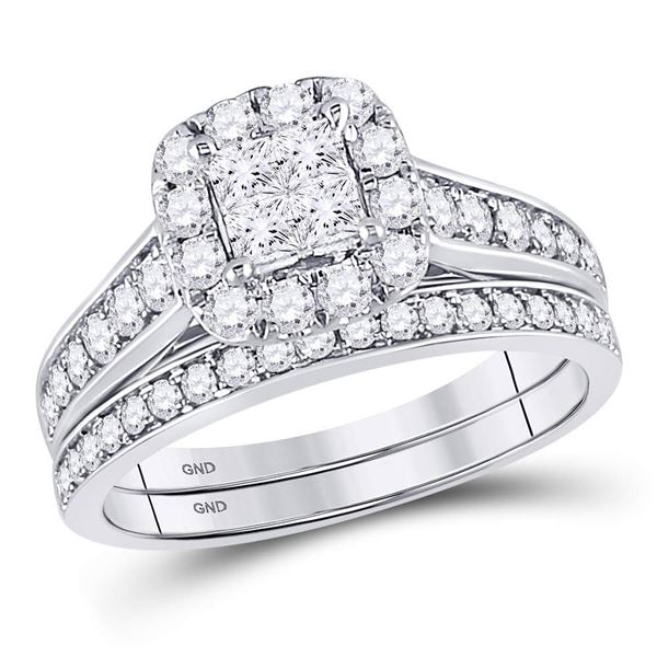 Bridal Wedding Ring Band Set 1 Cttw 14KT White Gold