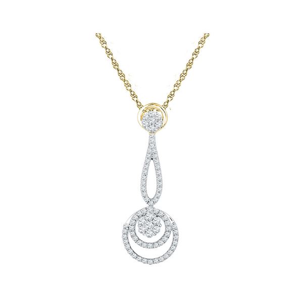 Round Diamond Dangling Cluster Pendant 3/4 Cttw 10KT Yellow Gold