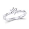 Image 1 : Round Diamond Flower Cluster Stackable Band Ring 1/5 Cttw 10KT White Gold