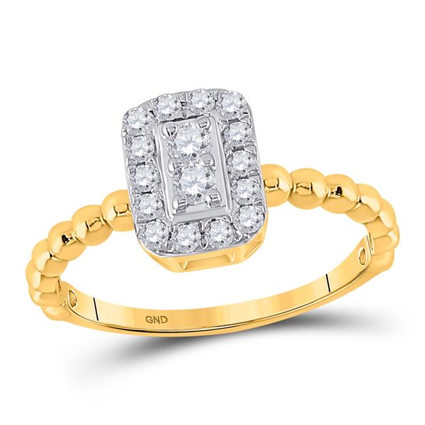 Round Diamond Rectangle Cluster Ring 1/3 Cttw 10KT Yellow Gold