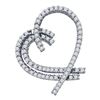 Round Diamond Heart Outline Pendant 3/4 Cttw 14KT White Gold