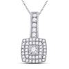 Round Diamond Square Pendant 1/3 Cttw 10KT White Gold