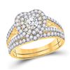 Diamond Bridal Wedding Ring Band Set 1-1/5 Cttw 14KT Yellow Gold