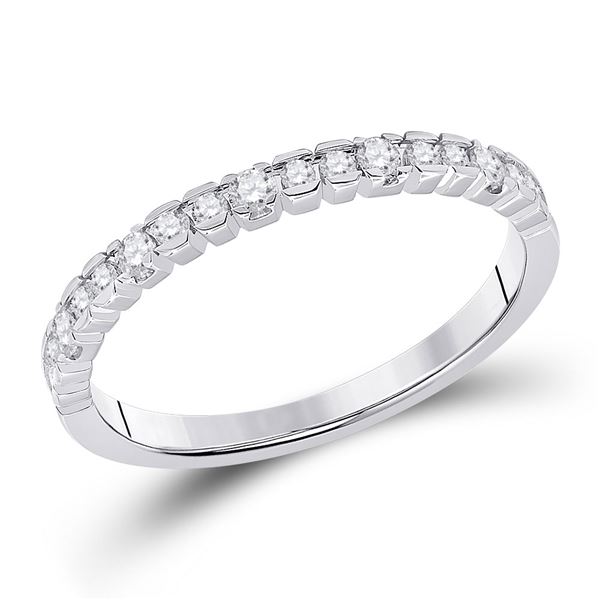 Round Diamond Wedding Single Row Band 1/4 Cttw 14KT White Gold