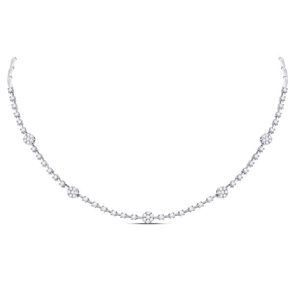 Round Diamond Cluster Luxury Necklace 1-7/8 Cttw 14KT White Gold