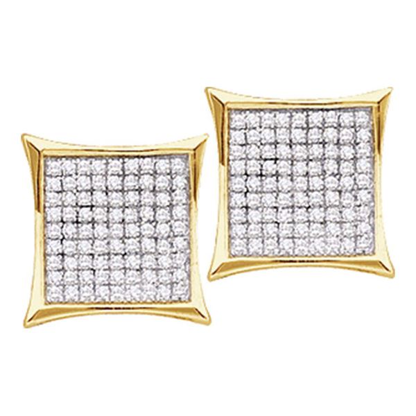 Round Diamond Square Cluster Earrings 1/6 Cttw 14KT Yellow Gold