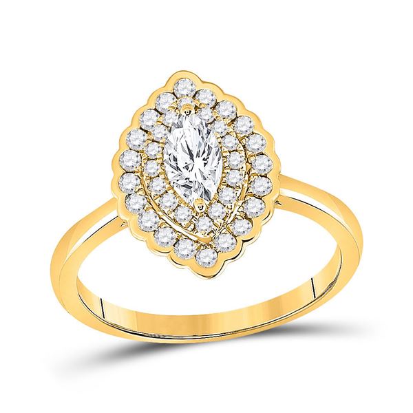 Halo Bridal Wedding Engagement Ring 3/4 Cttw 14KT Yellow Gold