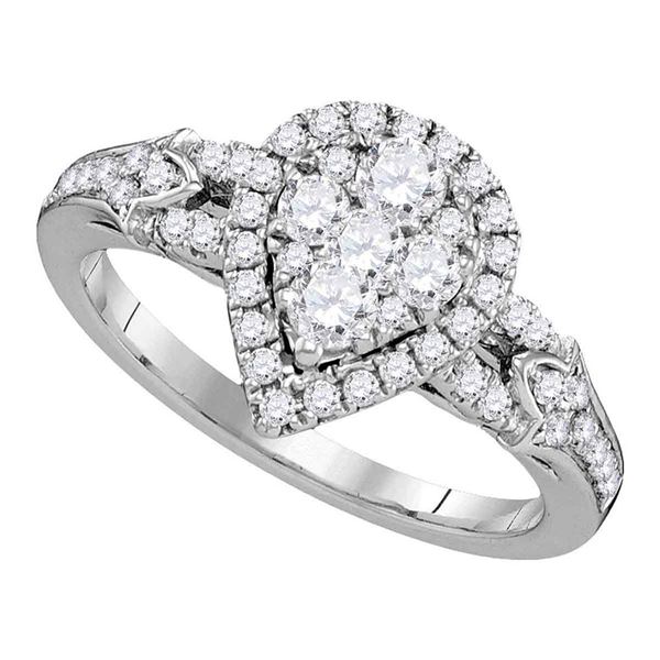 Diamond Cluster Bridal Wedding Engagement Ring 3/4 Cttw 14KT White Gold
