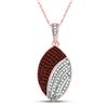 Image 1 : Round Red Color Enhanced Diamond Oval Pendant 1/3 Cttw 10KT Rose Gold