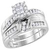 Image 2 : Cluster Matching Wedding Set 5/8 Cttw 14KT White Gold
