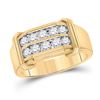 Round Diamond Double Row Band Ring 7/8 Cttw 10KT Yellow Gold