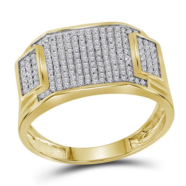 Round Diamond Rectangle Cluster Ring 1/2 Cttw 10KT Yellow Gold