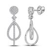 Round Diamond Double Teardrop Dangle Earrings 3/8 Cttw 10KT White Gold