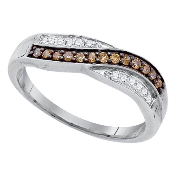 Round Brown Diamond Band Ring 1/4 Cttw 10KT White Gold