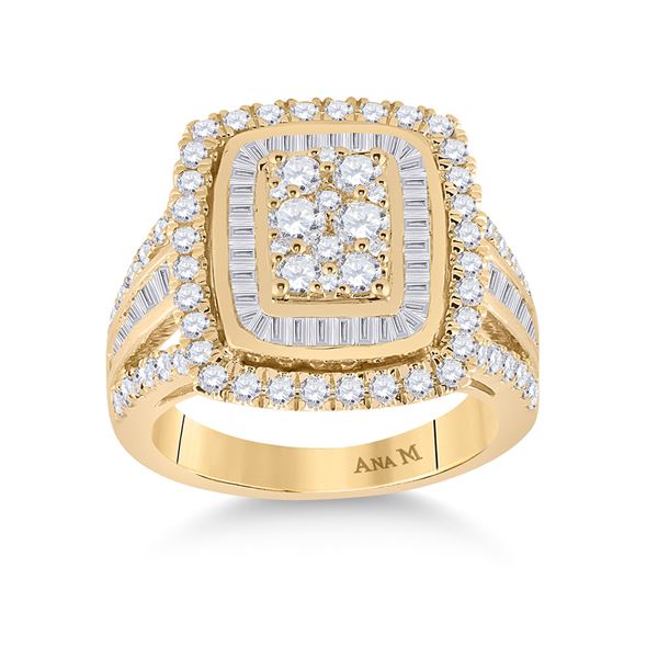 Round Diamond Cluster Ring 1-7/8 Cttw 14KT Yellow Gold