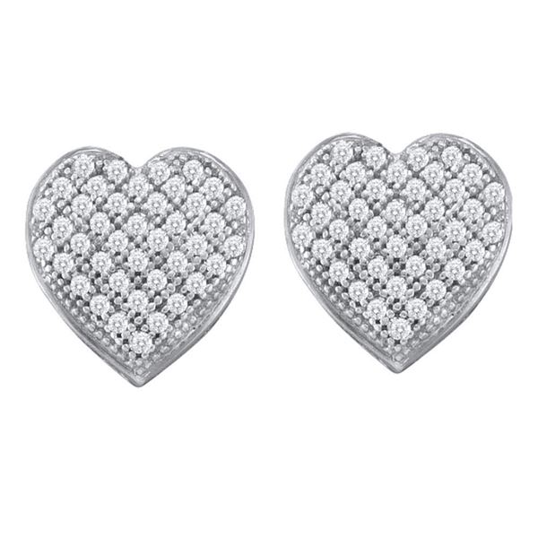Round Diamond Heart Earrings 1/4 Cttw 10KT White Gold