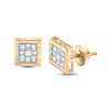 Image 1 : Round Diamond Square Earrings 1/3 Cttw 14KT Yellow Gold