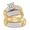 Image 1 : Diamond Cross Matching Wedding Set 1-5/8 Cttw 14KT Yellow Gold