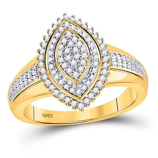 Round Diamond Marquise-shape Cluster Ring 1/4 Cttw 10KT Yellow Gold