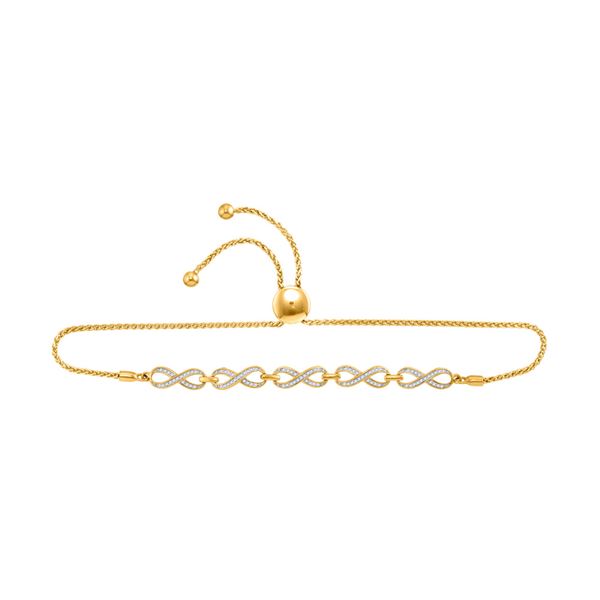 Round Diamond Linked Infinity Bolo Bracelet 1/3 Cttw 10KT Yellow Gold