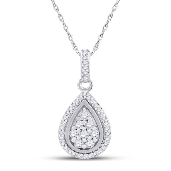 Round Diamond Teardrop Pendant 1/4 Cttw 10KT White Gold