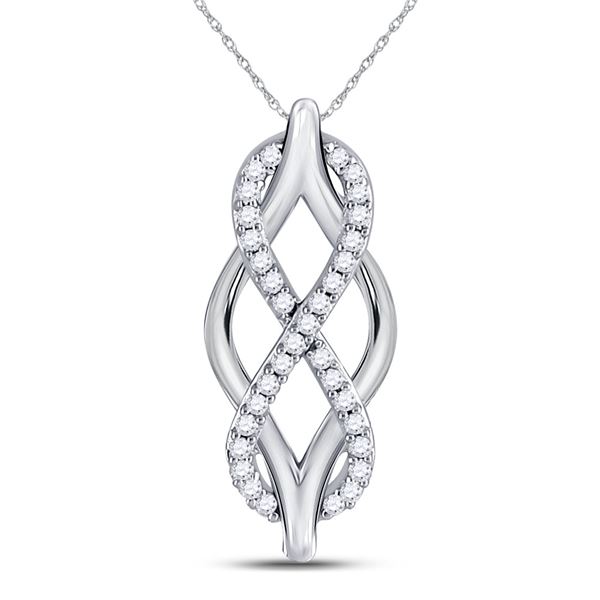 Round Diamond Vertical Infinity Pendant 1/12 Cttw 10KT White Gold