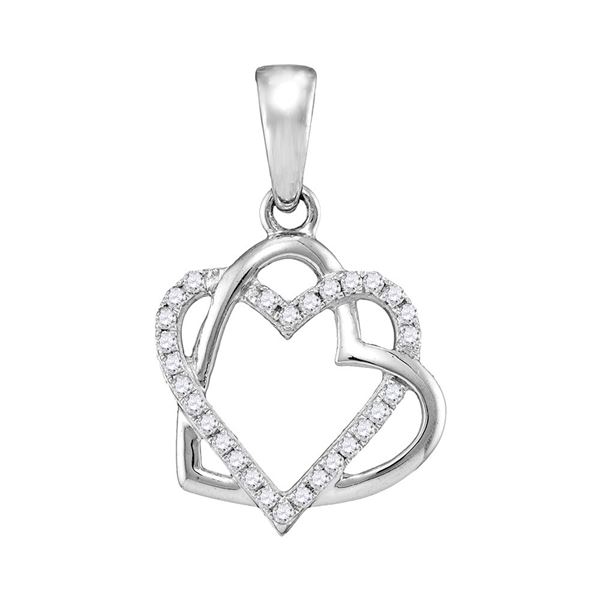 Round Diamond Heart Pendant 1/4 Cttw 10KT White Gold