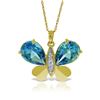 Genuine 9.1 ctw Blue Topaz & Diamond Necklace 14KT Yellow Gold - REF-128W2Y