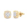 Image 1 : Baguette Diamond Circle Cluster Earrings 3/4 Cttw 14KT Yellow Gold