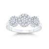 Image 1 : Round Diamond Triple Flower Cluster Ring 1/2 Cttw 14KT White Gold