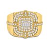 Image 2 : Round Diamond Square Cluster Ring 1 Cttw 14KT Yellow Gold