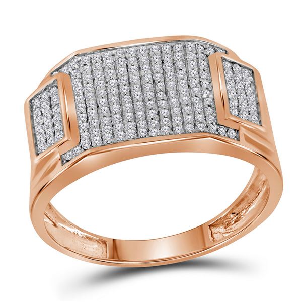 Round Diamond Rectangle Cluster Ring 1/2 Cttw 10KT Rose Gold