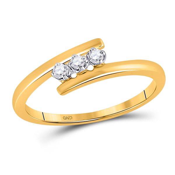 Diamond 3-stone Bridal Wedding Engagement Ring 1/10 Cttw 10KT Yellow Gold