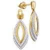 Image 1 : Round Diamond Marquise Dangle Earrings 1/4 Cttw 10KT Yellow Gold