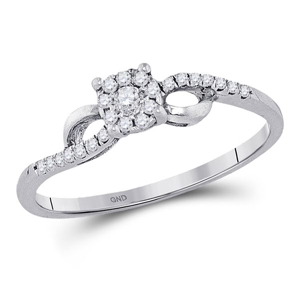 Round Diamond Cluster Promise Ring 1/10 Cttw 10KT White Gold