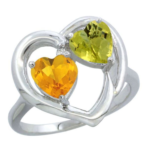 2.61 CTW Diamond, Citrine & Lemon Quartz Ring 10K White Gold - REF-23A5X