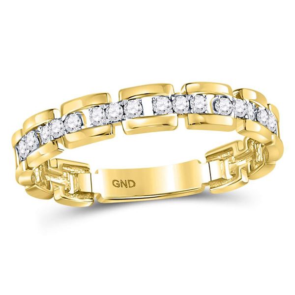 Round Diamond Rolo Link Stackable Band Ring 1/5 Cttw 10KT Yellow Gold