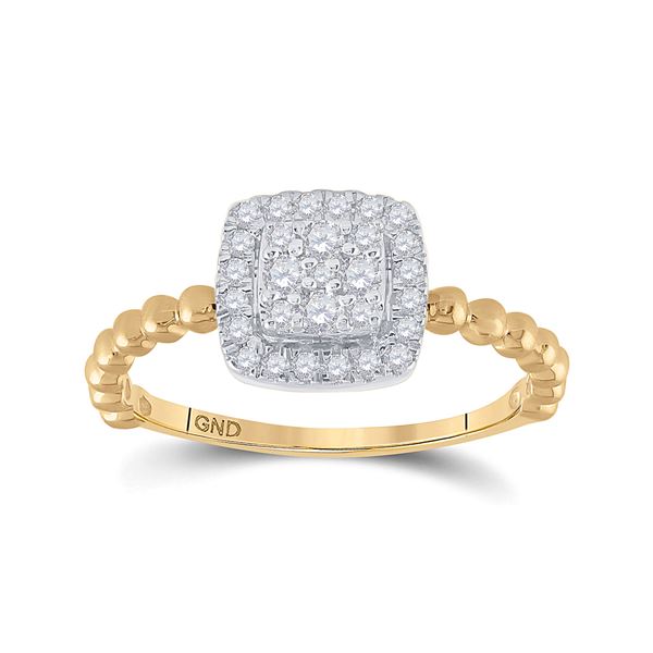 Round Diamond Square Ring 1/3 Cttw 10KT Yellow Gold