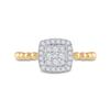 Image 2 : Round Diamond Square Ring 1/3 Cttw 10KT Yellow Gold