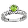 Image 1 : 0.80 CTW Peridot & Diamond Ring 14K White Gold - REF-65R8H