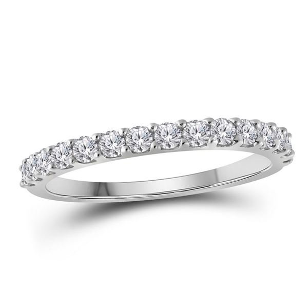 Round Diamond Wedding Single Row Band 1/2 Cttw 10KT White Gold