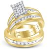 Image 1 : Diamond Cluster Matching Wedding Set 5/8 Cttw 10KT Two-tone Gold
