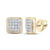 Image 1 : Round Diamond Square Earrings 1 Cttw 10KT Yellow Gold