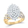 Image 1 : Round Diamond Oval Cluster Ring 1 Cttw 10KT Yellow Gold