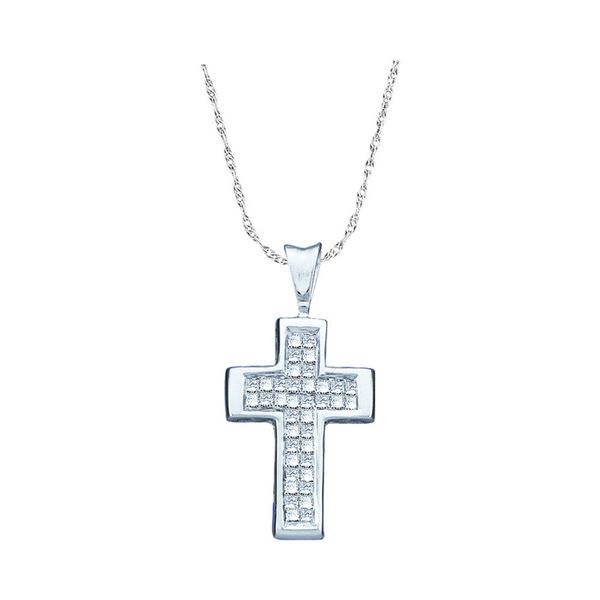 Princess Diamond Cross Pendant 1/4 Cttw 14KT White Gold