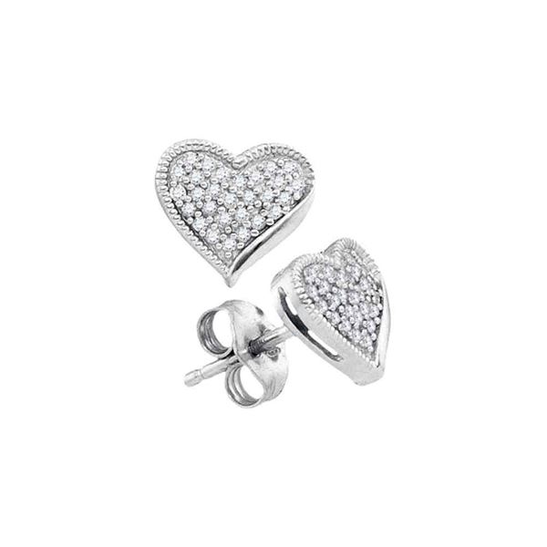 Round Diamond Heart Earrings 1/5 Cttw 10KT White Gold